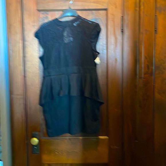 Black, lace top peplum dress, with keyhole back. Never worn, reposhed. - Picture 2 of 5